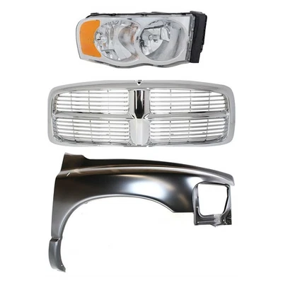Grille Kit For 02-05 Dodge Ram 1500 with RH Fender and Headlight Horizontal Bar — 第 1/4 张图片
