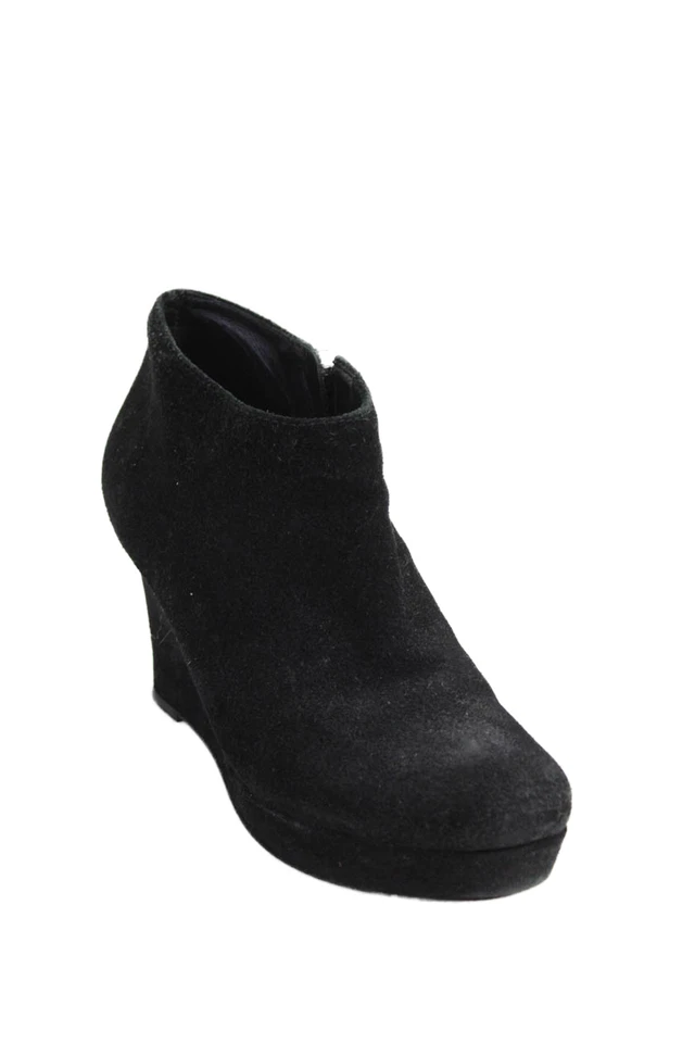 Botines Diane Von Furstenberg Mujer Cremallera Lateral Tacón de Cuña Negro Gamuza Talla 8.5 Foto 1 de 4