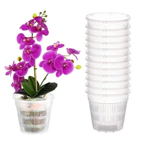 Orchid Pot 4 inch Orchid Pots with Holes 12 Pcs Clear Plastic Orchid Pots Slo... - Picture 1 of 7