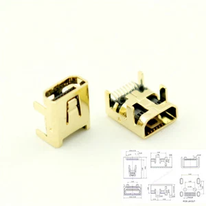 Conector de enchufe SMT mini USB de 8 pines hembra de 8 pines enchapado en oro 10 piezas para hágalo usted mismo - Imagen 1 de 5