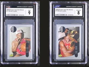 TWO GRADED 1998 Upper Deck MJ Stickers #12 & #122 MICHAEL JORDAN low POP + BONUS - Picture 1 of 5