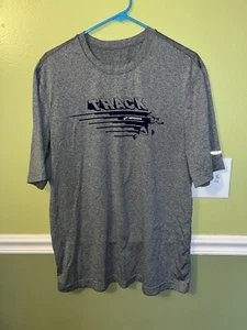 Brooks TRACK Logo Running Shirt Mens L Gray Dri-fit Activewear T-shirt - Picture 1 of 3