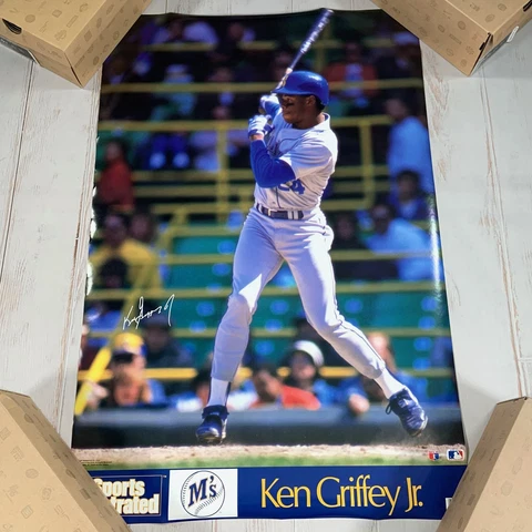 Vintage 80s MLB Seattle Mariners Ken Griffey Jr Sports Illustrated Poster 23x35 Cover