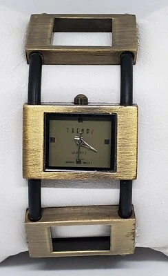 Reloj Damas Trendz Antiguo Tono Dorado Banda Ancha Geométrico Recortado B1 Foto 1 de 4