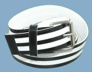 Black and White Striped Vinyl Fashion or Cosplay Belt - Picture 1 of 3
