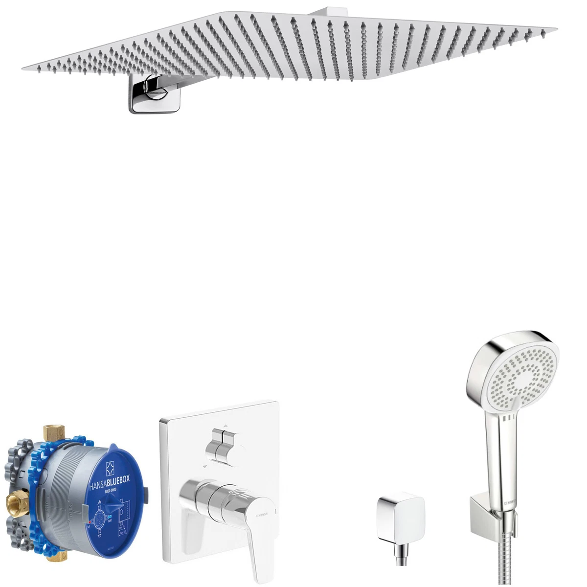 Airuida Duscharmatur Set In Chrom – 8 Zoll Regenduschkopf, Einhandmischer, Komplett Mit Ventil Und Arm