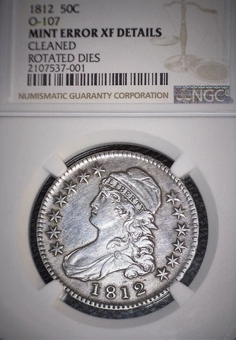 1812 Capped Bust Half Dollar,  NGC XF Details,  Mint Era O-107,  Rotated Dies Cover