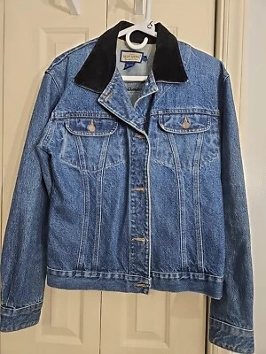 Ruff Hewn Mens Denim Jacket Vintage Retro Trucker Contrast Collar Made in USA M - Image 1 of 4