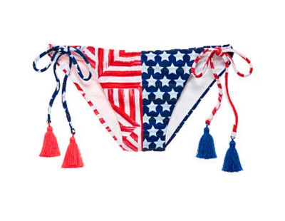Parte inferior de bikini Victoria's Secret rojo blanco azul estrellas rayas bandera adolescente L grande Foto 1 de 4