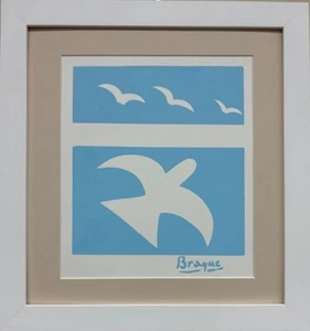 Georges Braque "In Flight" (Loving Doves) Framed Plate Signed Lithograph Art NEW - Picture 1 of 3