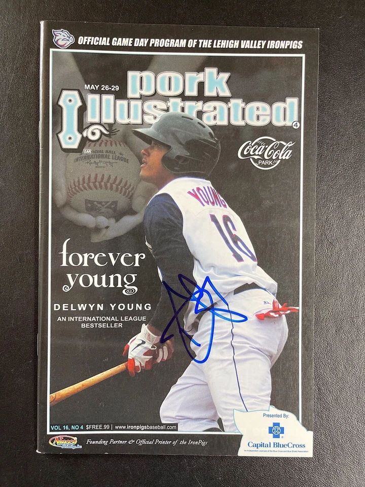 Delwyn Young Signed Lehigh Valley Ironpigs Baseball Program AUTO - Image 1 of 1