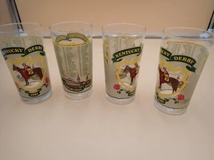 SET OF 4! AUTHENTIC KENTUCKY DERBY 107 GLASSES 1981 MINT JULEP GLASSES CHURCHILL - Picture 1 of 4