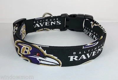 Baltimore RAVENS NFL Terri's Dog Collar custom handmade adjustable fabric