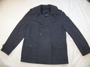 Men's J. Ferrar Wool Blend Double Breasted Coat - M - Modern Fit - Dark Gray - Picture 1 of 12