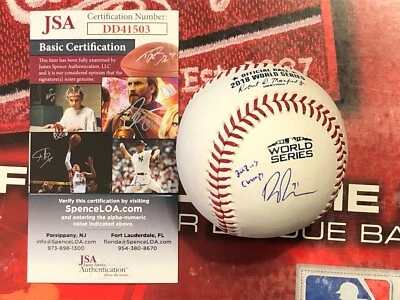 JSA Drew Pomeranz Signed 2018 World Series Baseball COA WS Champs inscr Red Sox - Image 1 of 4