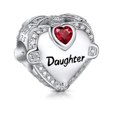 Daughter I Love You Heart Charm For European Bracelets S925 Sterling Silver