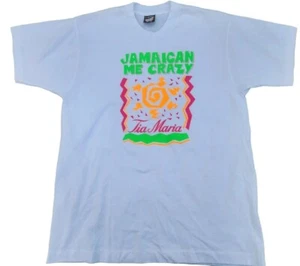 Vtg Jamaican Me Crazy T-shirt Mens XL White Screen Best Stars Tia Maria Liqueur - Picture 1 of 7
