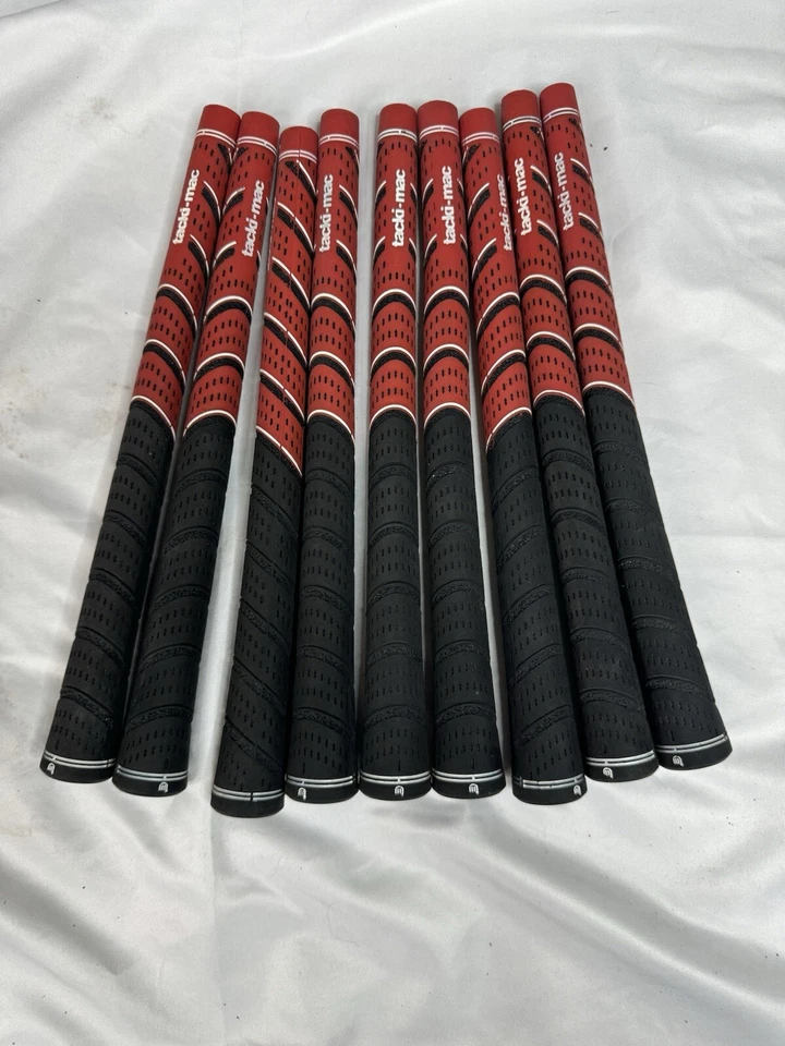 Empuñaduras de golf Tacki-mac doble moldeadas 10 pulgadas de largo rojas LOTE DE 9 Foto 1 de 4