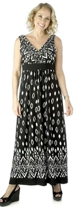 Tiana B. Printed Sleeveless Brazil Jersey Maxi Dress- Black/ White- size-8 - Picture 1 of 2