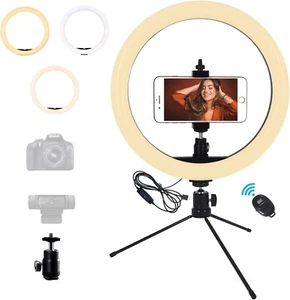 12" LED Ring Light with Desktop Stand Phone Holder Live Stream Selfie Makeup US - Picture 1 of 7