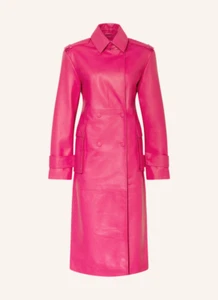 $940 REMAIN BY BIRGER CHRISTENSEN Cappotto di pelle doppiopetto rosa caldo Perine S - Foto 1 di 20