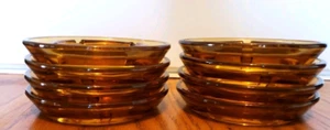 Vintage Set Of 8 Identical MCM Amber Glass Ashtrays. (A) - Picture 1 of 18