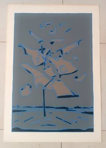 ♥ FRANCESCO CASORATI COLOR SCREEN PRINTING WIND 70X50 CM VINTAGE PICTURE - Picture 1 of 2