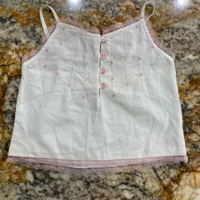 3 Patatas fritas rosa encaje detalle algodón tanque - Boutique - Excelente Estado Foto 1 de 4