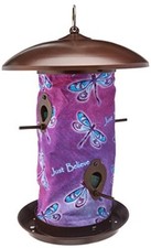 Toland Home Garden Just Believe 14.5 x 9.5 4-Port Hanging Wild Bird Seed Feeder