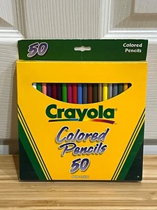 New Vintage Set of 50 Crayola Colored Pencils ~ Binney & Smith 2000 Gold/Silver - Picture 1 of 2