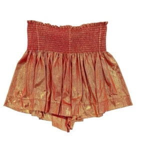 Queen of Sparkles Red Orange Metallic Swing Shorts Size Small J - Picture 1 of 1