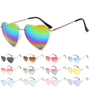 Heart Shape Sunglasses Womens Ladies Lolita Fashion Fancy Dress Metal Frame Love - Picture 1 of 27