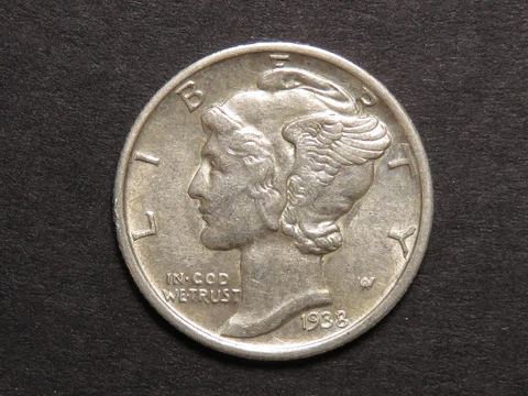 1938-S Mercury Dime, AU+ Cover