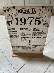 DARUNAXY 50th 1975 Acrylic Sign w/Wood Stand Birthday Decoration 50th - NWT - Picture 1 of 6