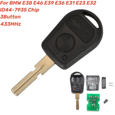 For Bmw E38 E46 E39 E36 E31 E23 E32 3 Buttons Radio Key 433 MHz ID44 Transponder - Image 1 of 4