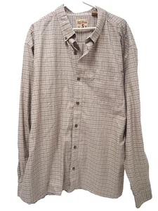 RedHead Mens Shirt 3XL Beige Checkered Long Sleeve Button 100% Cotton - Picture 1 of 5