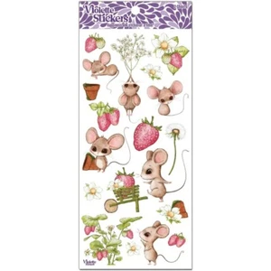 Pegatinas vintage de ratones fresa - 2 hojas de pegatinas nuevas para papelería y más - Imagen 1 de 5