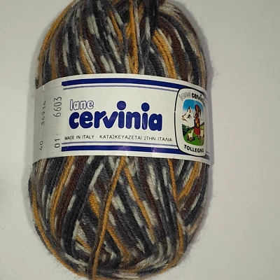 Hilo de calcetín Lane Cervinia #40 marrón abigarrado a rayas madeja de 50 gramos Foto 1 de 4