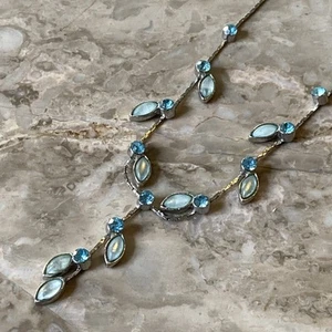 Blue Rhinestone Silver Toned Larimer Styled Vineyard Necklace - Picture 1 of 7