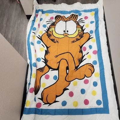 Manta edredón reversible Garfield 1978 vintage lunares United característica Foto 1 de 4