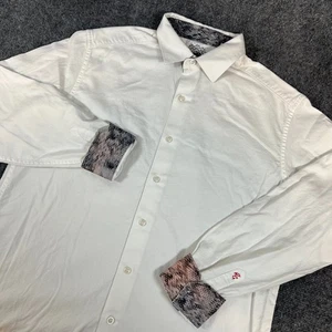 Camicia uomo Robert Graham LS vestibilità classica tinta unita bianca con bottoni e polsino taglia M - Foto 1 di 15