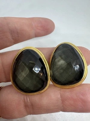 PRECIOSOS PENDIENTES DE CUARZO FACETADOS VERMEIL GRANDES STEVE VAUBEL 2011 DE COLECCIÓN - ¡SIN RES! Foto 1 de 4