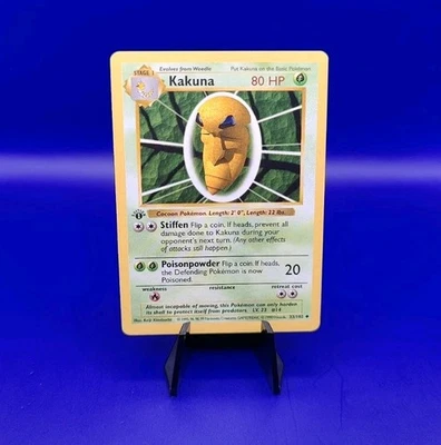 Kakuna 33/102 1st Edition Shadowless Base Set Pokemon Card TCG WOTC 1999 NM - Image 1 of 4