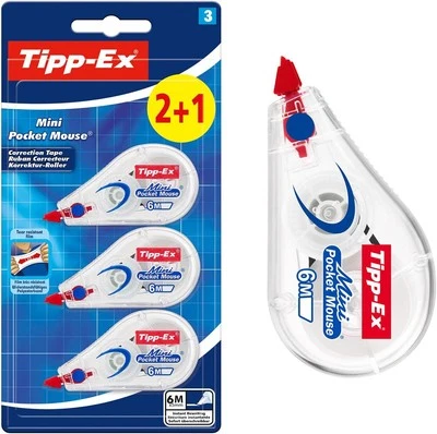 Tipp-Ex White Correction Mouse Tippex Tipex 6m Mouse Roller Tipp Tape Pack of 3