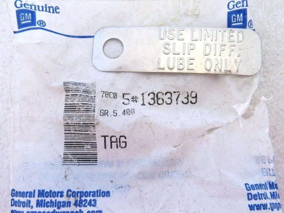 67-92 CAMARO Z28 FIREBIRD TA Uso Limitado Deslizamiento Diff Lubricante SOLO Etiqueta Posi GM 1363739 Foto 1 de 3