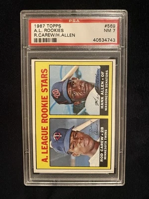 1967 Topps - AL Rookies - Rod Carew Twins/ Hank Allen # 569 - PSA 7 - Image 1 of 2
