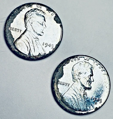 1943-P  & 1943-D Lincoln Wheat 1c Pair ~ Looks Uncirculated ~ Imperfect Bargain - Image 1 of 3