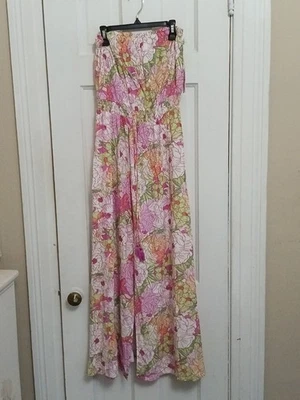 NWT Jessica Simpson Strapless Tube Maxi Dress Size M Pink W/ Ruffles C8 - Image 1 of 4