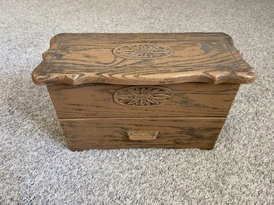 "Mini tocador Lerner de colección años 50 60 imitación madera caja de almacenamiento cajón tapa abatible 13""x8""" Foto 1 de 4