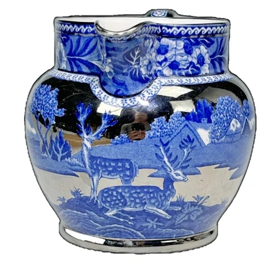 Wedgwood of Etruria & Barlaston barbecho ciervo azul plata brillo crema 3,5" 8 oz Foto 1 de 4